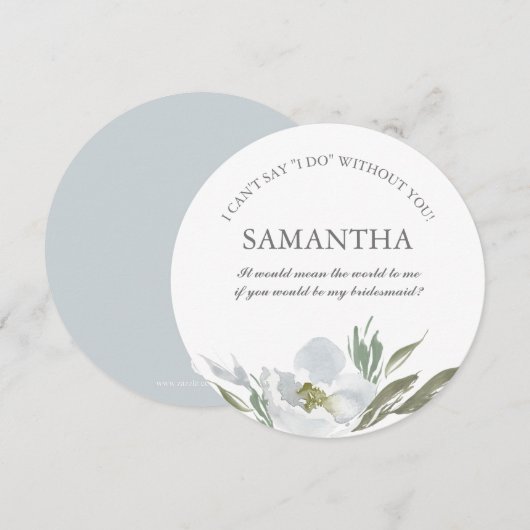 Floral Bridesmaid Voorstel Waterverf Groen wit Kaart (Voorkant / Achterkant)