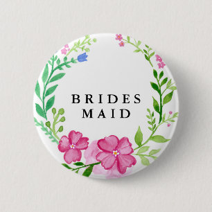 Floral Bridesmaid Wedding Ronde Button 5,7 Cm