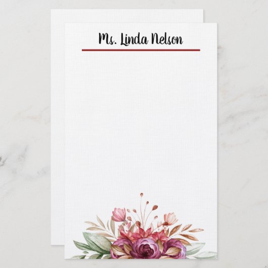 Floral Briefpapier (Voorkant / Achterkant)