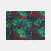  Floral Bright Burgundy Emerald Green Fleece Deken (Voorkant (Horizontaal))
