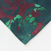  Floral Bright Burgundy Emerald Green Fleece Deken (Hoek)
