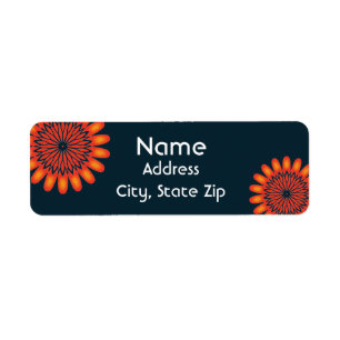 Floral Bright Oranje blauw marinepatroon Etiket