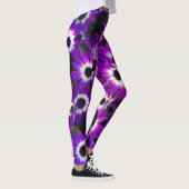 Floral Bright Paarse tuinbloemen Fotoventilator Leggings (Rechts)