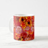 Floral Bright Rojo Bouquet Rich Red Hot Daisies Koffiemok (Voorkant links)