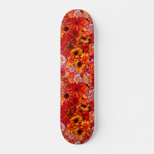 Floral Bright Rojo Bouquet Rich Red Hot Daisies Skateboard (Voorkant)