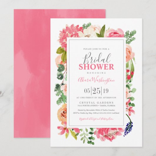 Floral Bright Waterverf Flowers Vrijgezellenfeest Kaart (Voorkant / Achterkant)