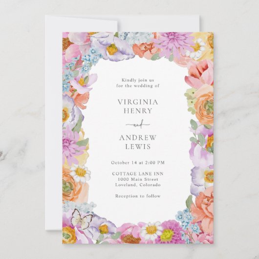 Floral Bright Wedding Kaart (Voorkant)