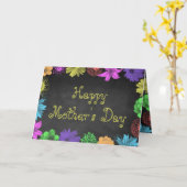 Floral Brights on Chalkboard Happy Moederdag Kaart (Gele Bloem)