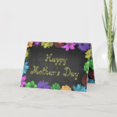 Floral Brights on Chalkboard Happy Moederdag Kaart (Voorkant)