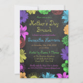 Floral Brights on Chalkboard Moederdag Brunch Kaart (Voorkant)