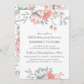 Floral Brithday Party  Kaart (Voorkant / Achterkant)