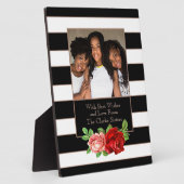 Floral Bronze Black & White Stripe - Aangepaste fo Fotoplaat (Zijkant)