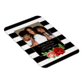 Floral Bronze Black & White Stripe - Aangepaste fo Magneet (Rechterzijde)