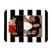 Floral Bronze Black & White Stripe - Aangepaste fo Magneet (Horizontaal)