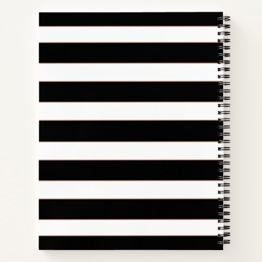 Floral Bronze Black & White Stripe - Aangepaste fo Notitieboek (Achterkant)