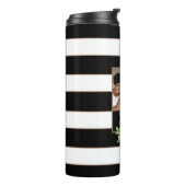 Floral Bronze Black & White Stripe - Aangepaste fo Thermosbeker (Gedraaid links)