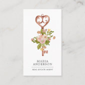  Floral Bronze Key Real Estate Agent Foto Visitekaartje (Voorkant)