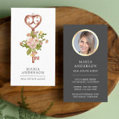  Floral Bronze Key Real Estate Agent Foto Visitekaartje