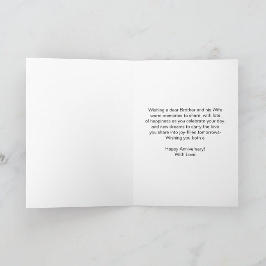 Floral Brother en vrouw, gepersonaliseerd Jubileum Kaart (Binnen)