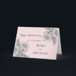 Floral Brother en Zuster in Law Jubileum Kaart<br><div class="desc">Gelukkige trouwjubileumkaart voor broer en schoonzus met  roze en witte bloemen,  en oprechte vers.</div>