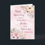 Floral Brother en Zuster in Law Jubileum Kaart<br><div class="desc">Gelukkige trouwjubileumkaart voor broertje en schoonzus met mooie waterverf  bloemetjes en sentimentele verzen.</div>