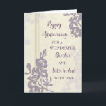 Floral Brother en Zuster in Law Jubileum Kaart<br><div class="desc">Gelukkige trouwjubileumkaart voor broer en schoonzus met mooie  paarse bloemen en sentimentele verzen.</div>