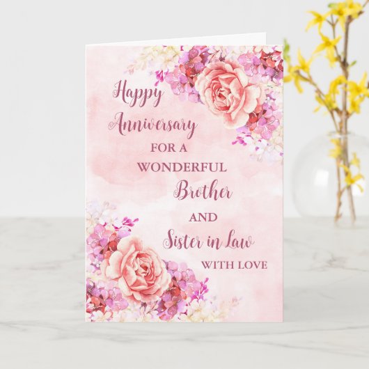 Floral Brother en Zuster in Law Jubileum Kaart (Gele Bloem)