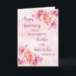 Floral Brother en Zuster in Law Jubileum Kaart<br><div class="desc">Gelukkige trouwjubileumkaart voor broertje en schoonzus met mooie waterverf  bloemetjes en sentimentele verzen.</div>