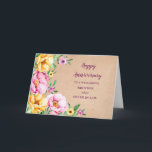 Floral Brother en Zuster in Law Jubileum Kaart<br><div class="desc">Gelukkige trouwjubileumkaart voor broer en schoonzus met rustieke landelijke bloemen en oprechte vers.</div>