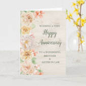 Floral Brother & Zuster in Law Jubileum Kaart (Gele Bloem)