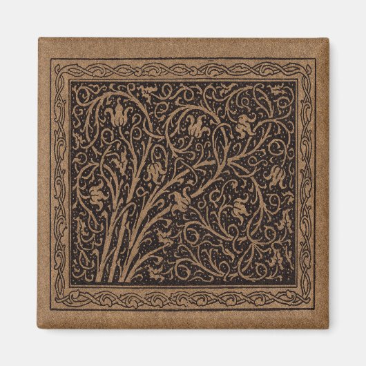 Floral Brown and Black Swirlin Vine Magneet (Voorkant)
