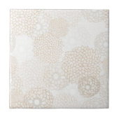 Floral Brown and White Tegeltje (Voorkant)