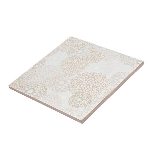 Floral Brown and White Tegeltje (Zijkant)