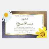 Floral Brown en Blue Glitter White Product Labels (Voorkant)