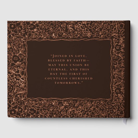 Floral Brown Folie bruiloft gastenboek foto Moody (Achterkant)