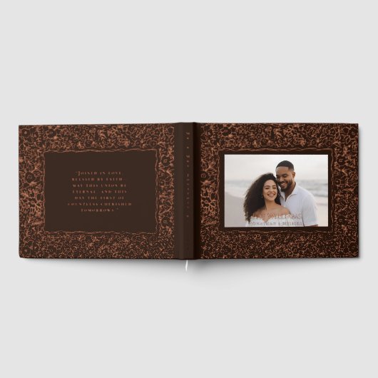 Floral Brown Folie bruiloft gastenboek foto Moody (Volledig)