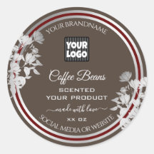 Floral Brown Product Packaging Labels met Logo