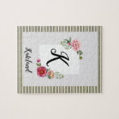 Floral Brown Stripe Jigzaag Puzzle Daisy Legpuzzel (Horizontaal)