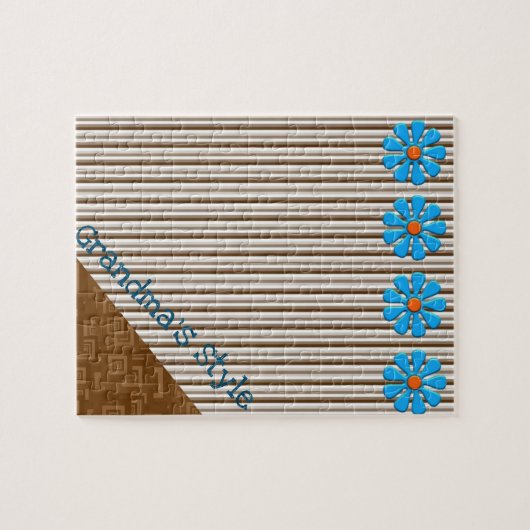 Floral Brown Stripe Jigzaag Puzzle Daisy Legpuzzel (Horizontaal)