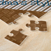 Floral Brown Stripe Jigzaag Puzzle Daisy Legpuzzel (Zijkant)