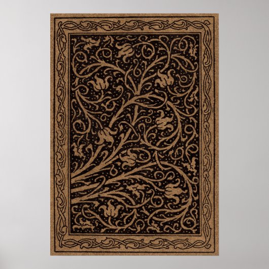 Floral Brown Swirls Poster (Voorkant)