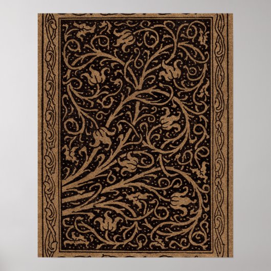 Floral Brown Swirls Poster (Voorkant)