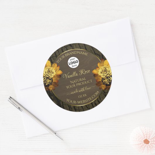 Floral Brown Tree Bark Grain Product Labels Logo (Envelop)