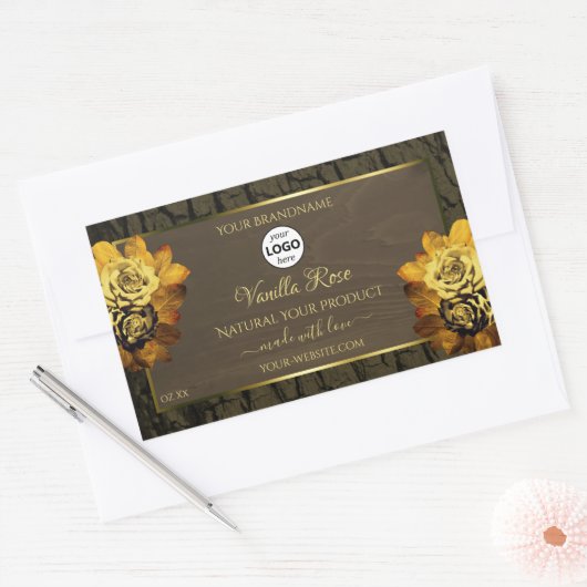 Floral Brown Tree Bark Grain Product Labels Logo (Envelop)