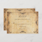  Floral Brown Wedding RSVP Kaart (Voorkant / Achterkant)