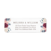 Floral bruid bruidegom bruiloft ivoor retouradres etiket (Voorkant)