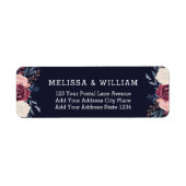 Floral bruid bruidegom bruiloft retour adres etiket (Voorkant)