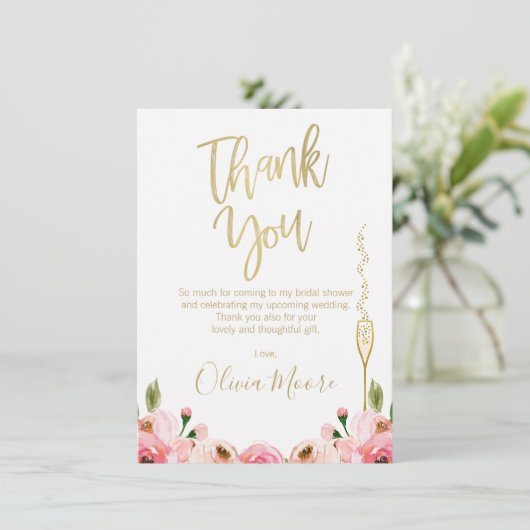 Floral Bruids Brunch Vrijgezellenfeest Dank u kaar Kaart (Staand voorkant)