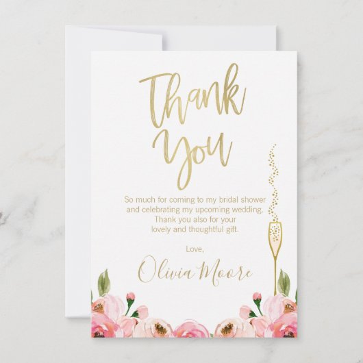 Floral Bruids Brunch Vrijgezellenfeest Dank u kaar Kaart (Voorkant)