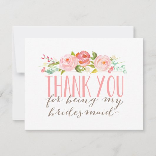 Floral bruidsmeisje bedankt (Voorkant)